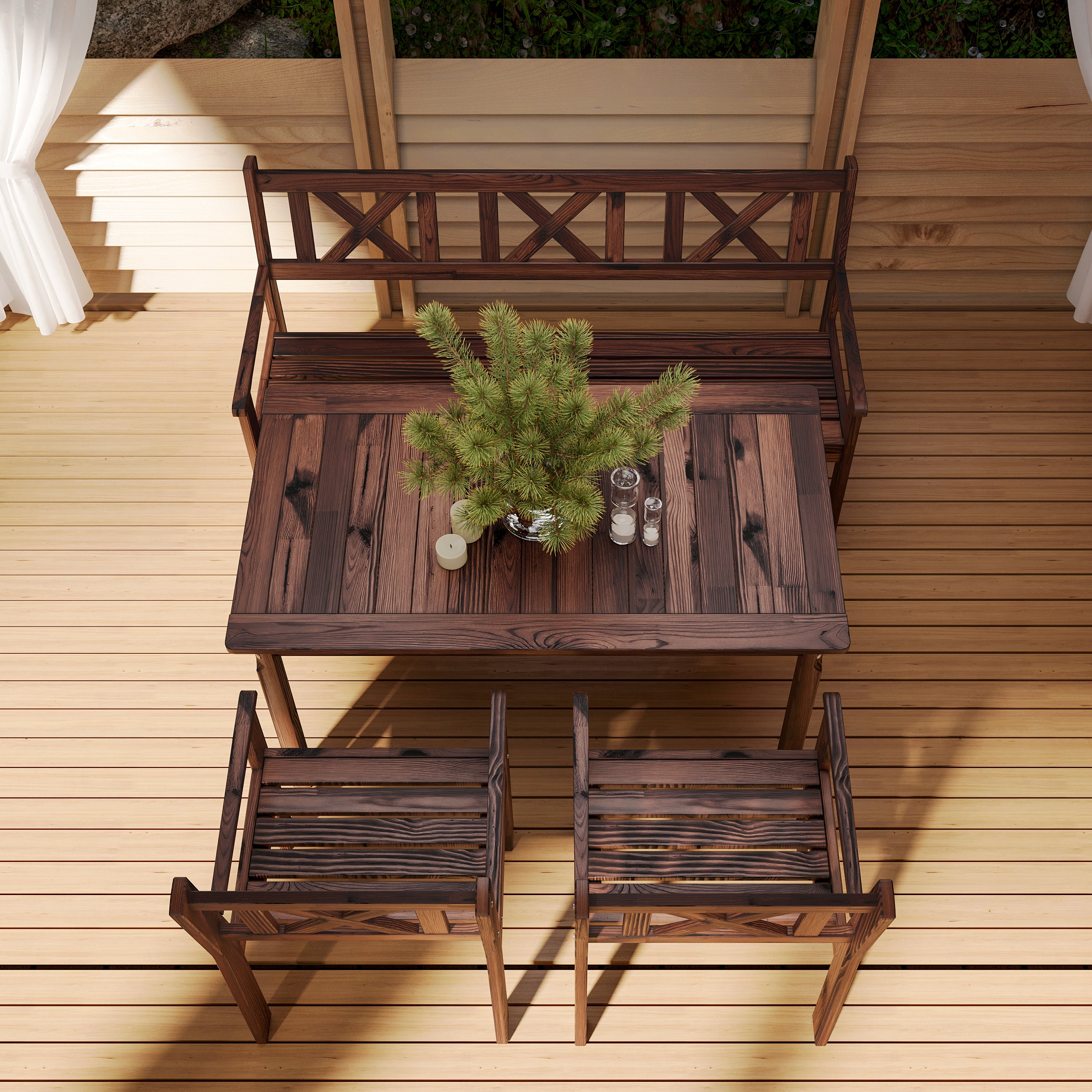 მასიური ხის ტერასის ავეჯის კომპლექტი