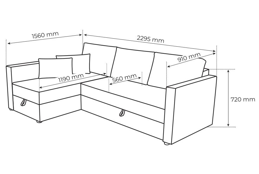 კუთხის დივანი გასაშლელი "TILAUS"