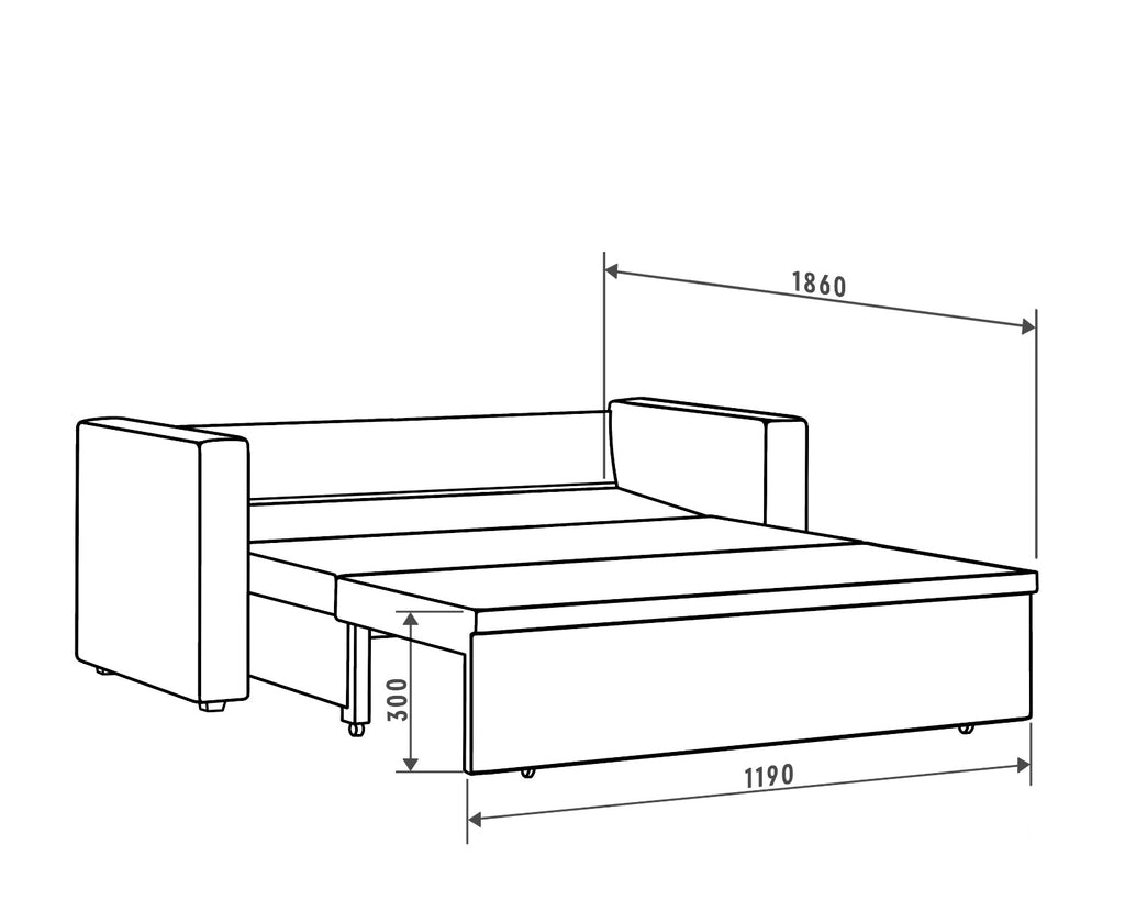 დივანი ორადგილიანი გასაშლელი "TUNNE"