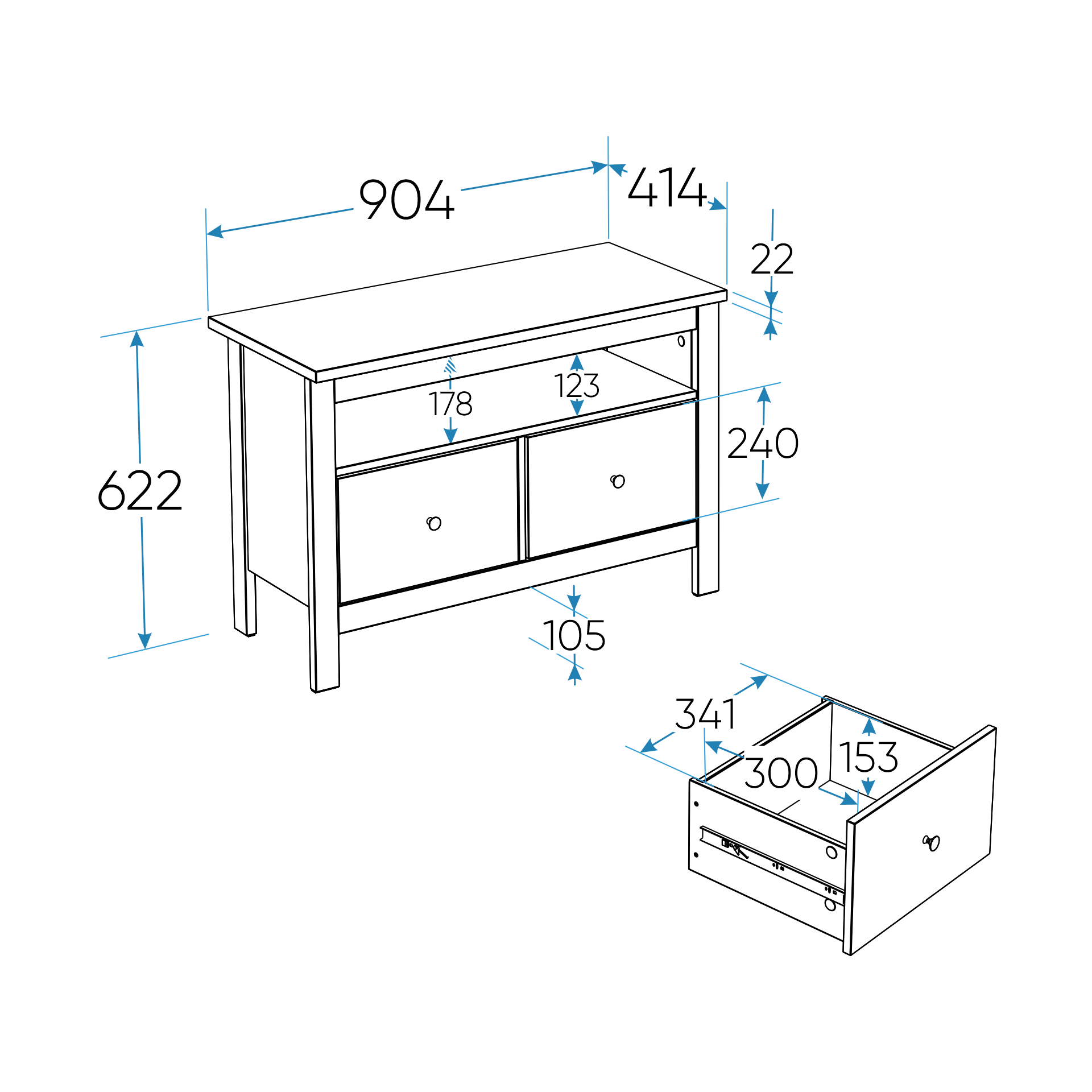 SAGA pump with two drawers
