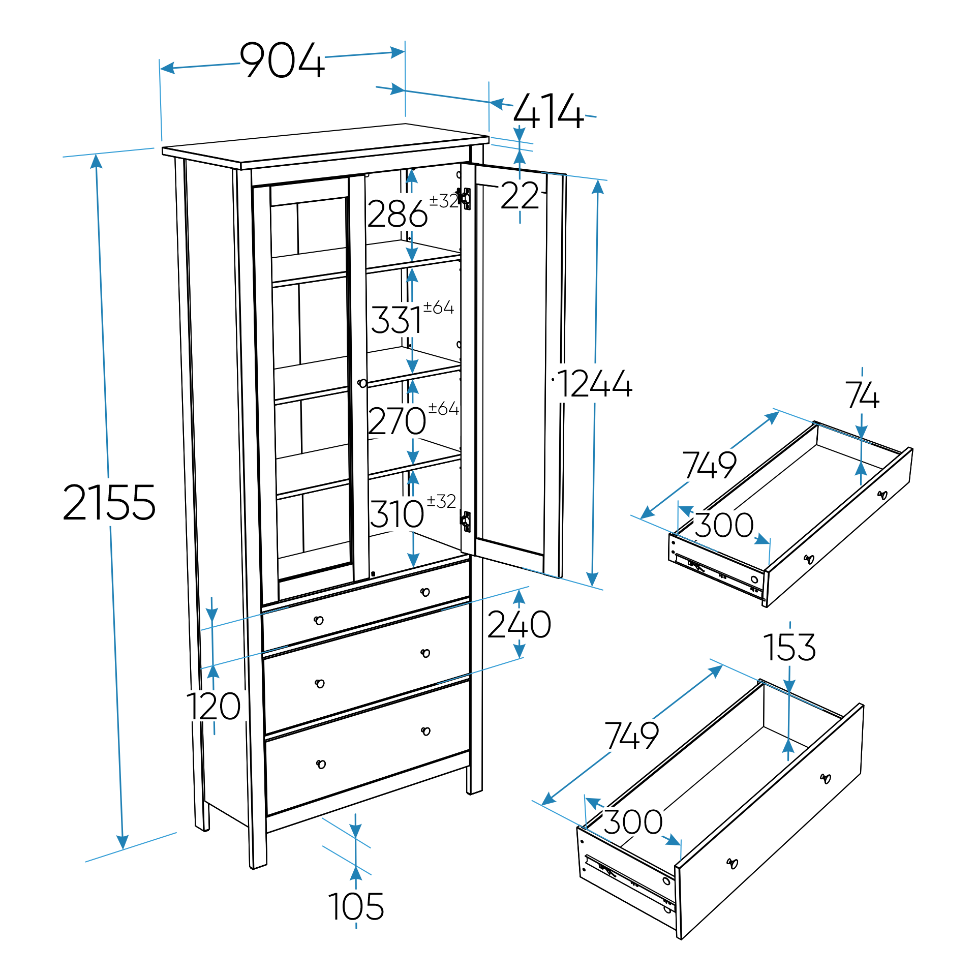 SAGA cabinet with display case 90