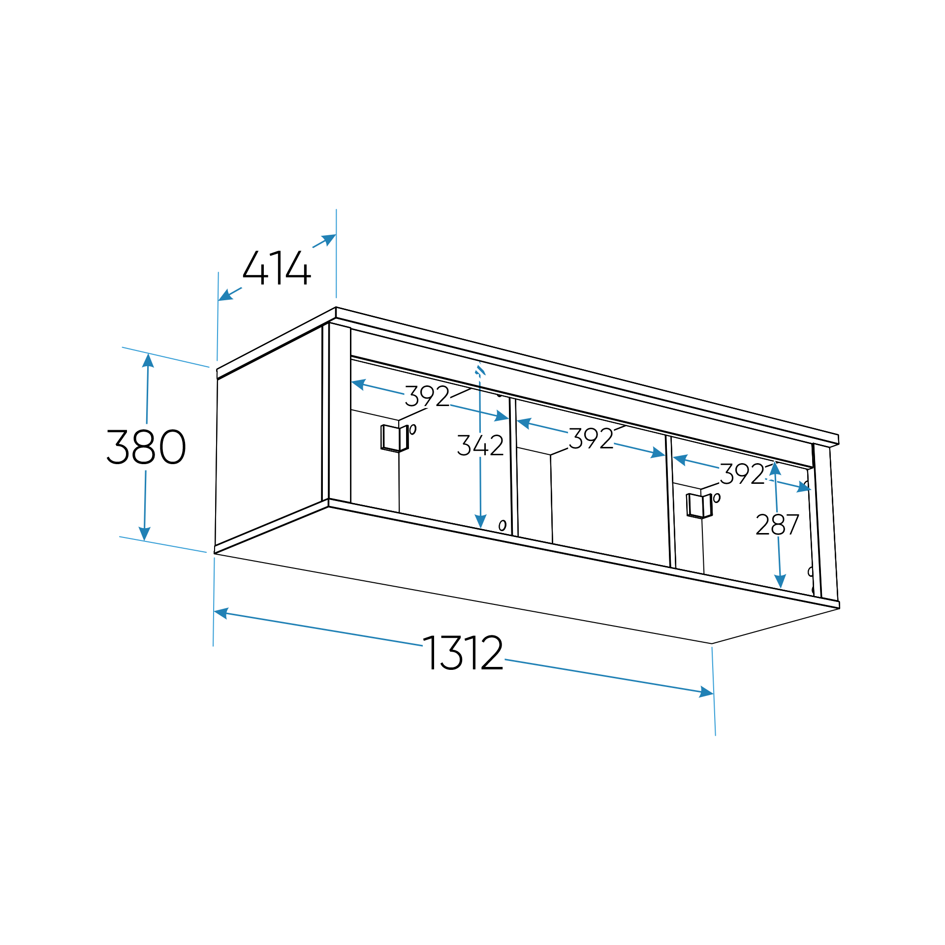 SAGA shelf with three sections