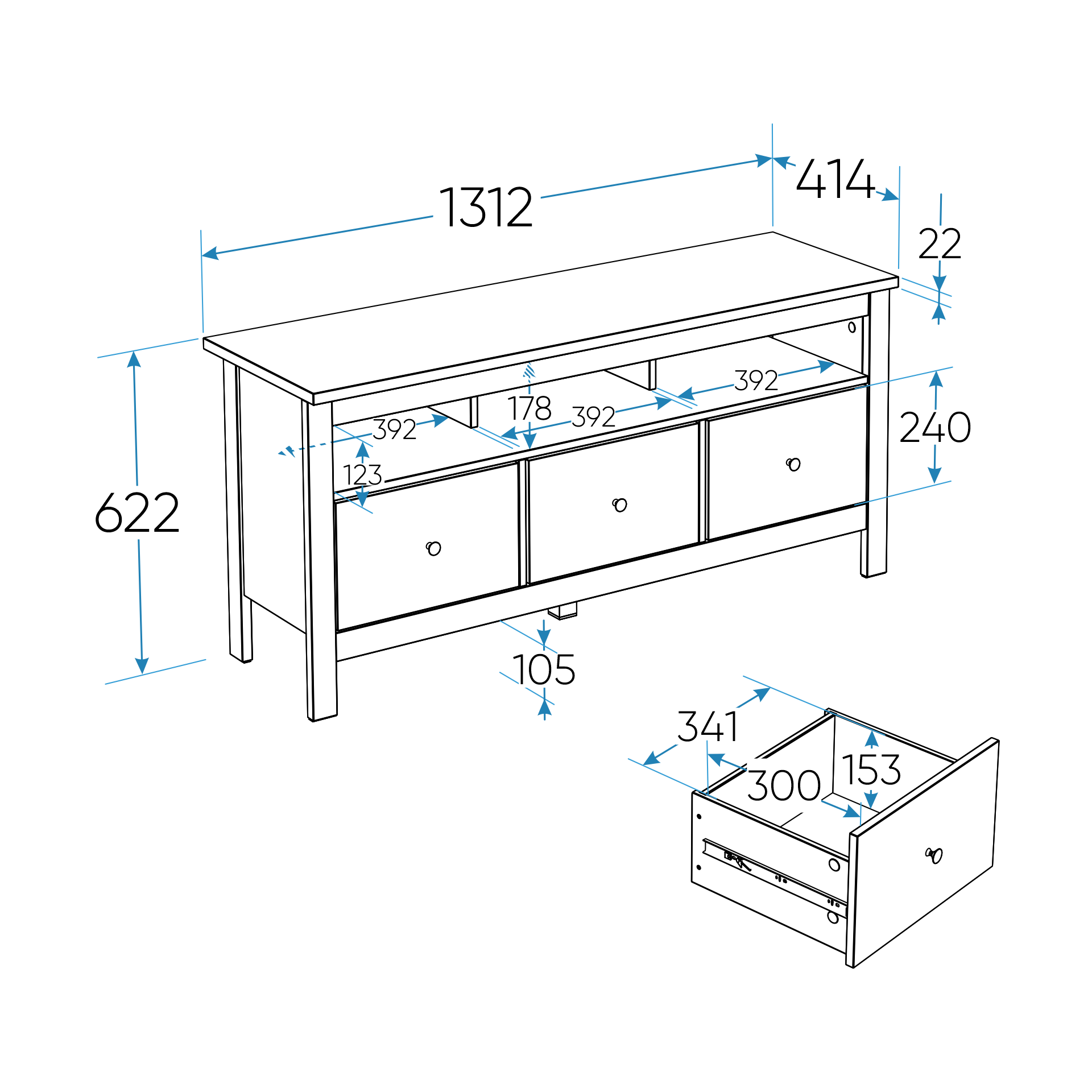 SAGA pump with three drawers